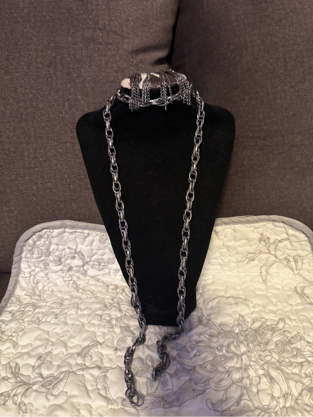 Paparazzi Gunmetal Chain Necklace and Earrings Set